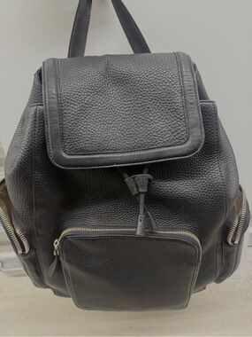 Mackage Black Pebbled Leather Backpack with Adjustable Straps